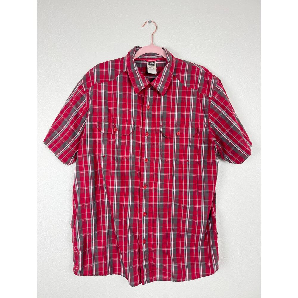 The North Face Plaid‎ Shirt Red Gray Gorpcore Hiking Outdoor Core
